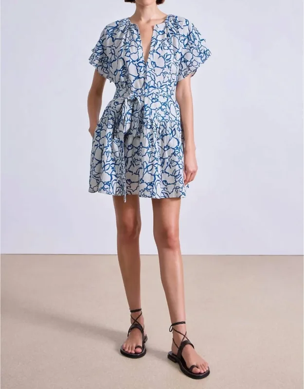 Mini Dress In Lace Floral Flex