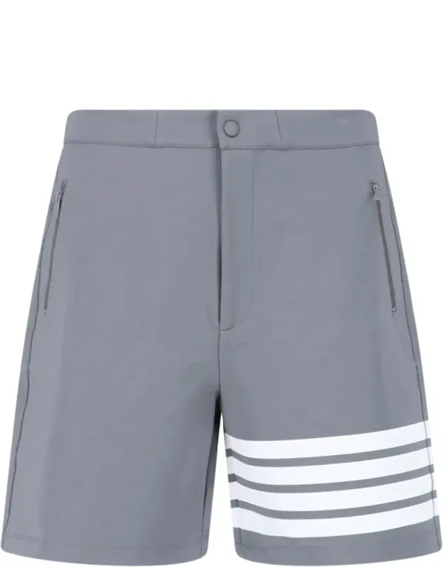 4-bar Viscose Blend Straight Shorts