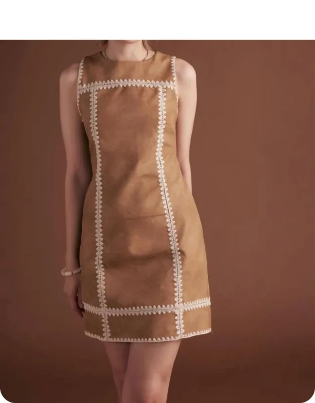 Faux Leather Whipstitch Dress