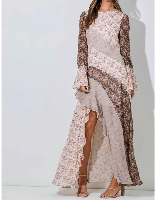 Floral Chiffon Ruffle Maxi Dress