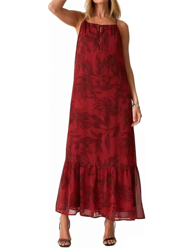 Floral Tie Front Halter Maxi Dress