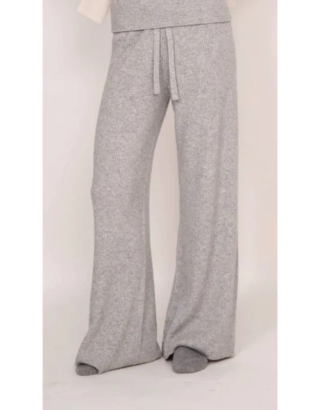 Ribbed Cashmere Wide Leg Pants