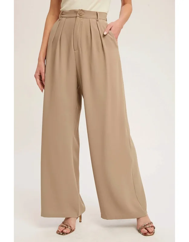 Pintuck Wide Leg Pants