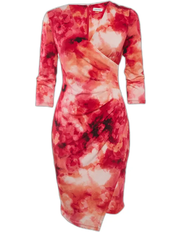 Floral Pattern Jersey Asymmetric Mini Dress