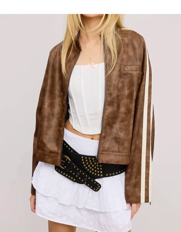 Moto Jacket With Stripes