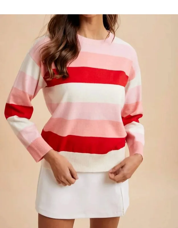 Valentine Color Block Stripe Sweater