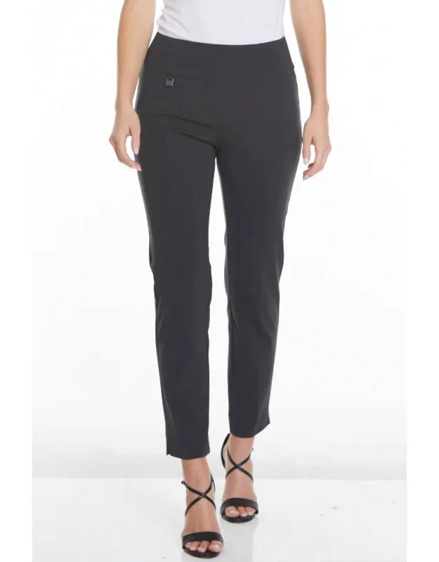 Wide Band Elastic Waist Ankle Pants