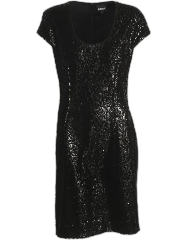 Sequin And Stretch Knit Fabric Mini Dress