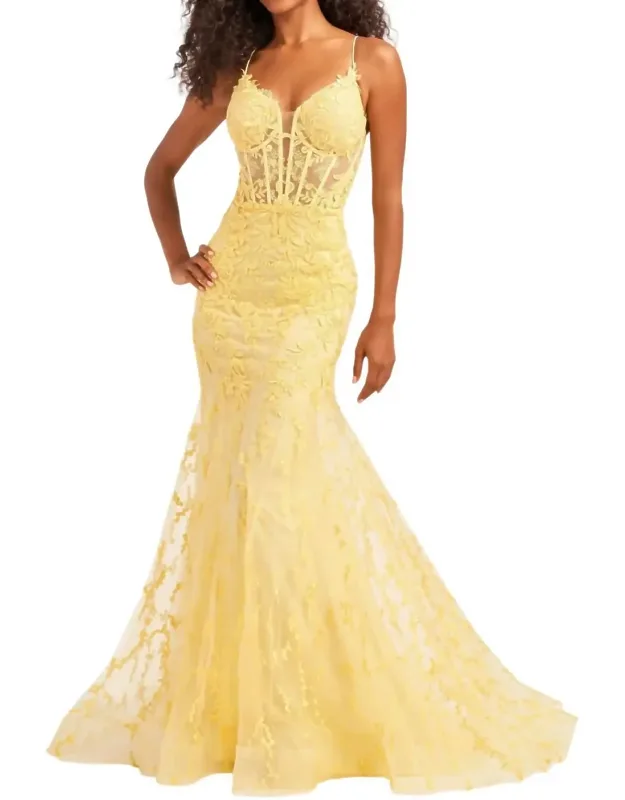 Embroidered Tulle Prom Dress