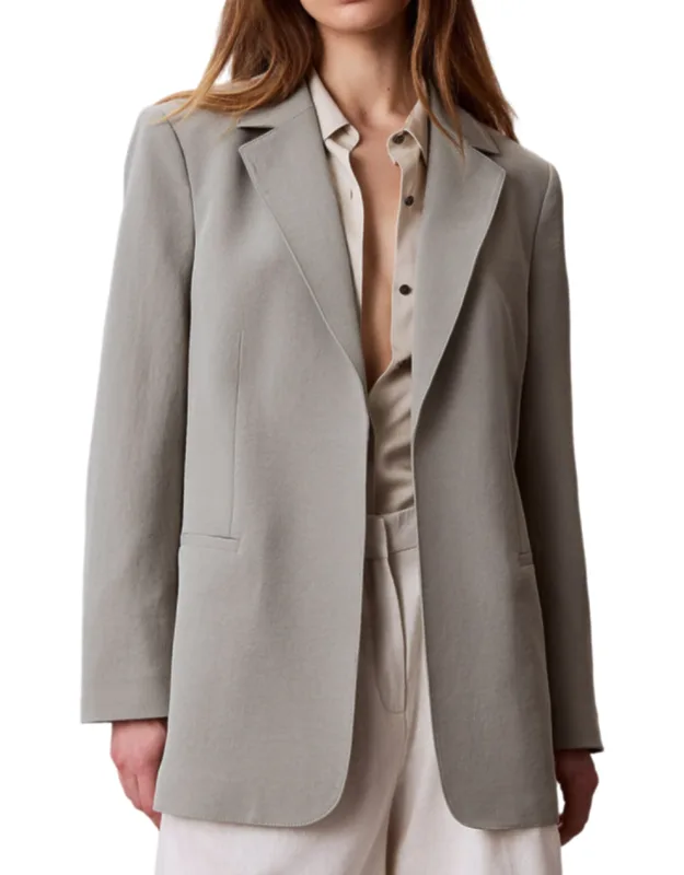 Casual Twill Belted Blazer