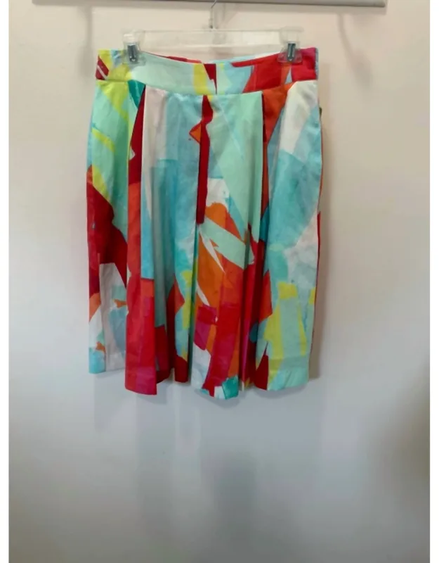 Brushstroke Inverted Pleat Cotton Skirt