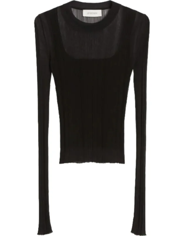 Buono Fitted Sheer Ribbed Sweater