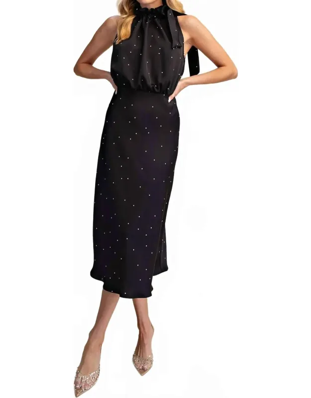 Ruffle Tie Neck Sleeveless Midi Dress