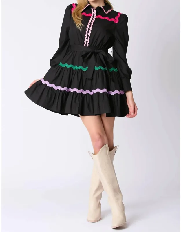 Multi Color Ricrac Trim Dress