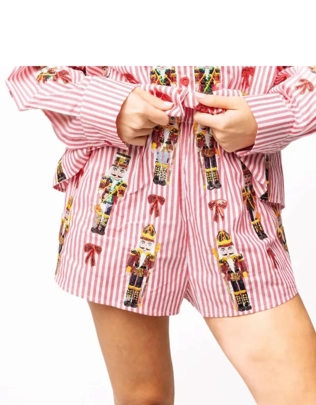 Scattered Nutcracker And Bow Cotton Shorts