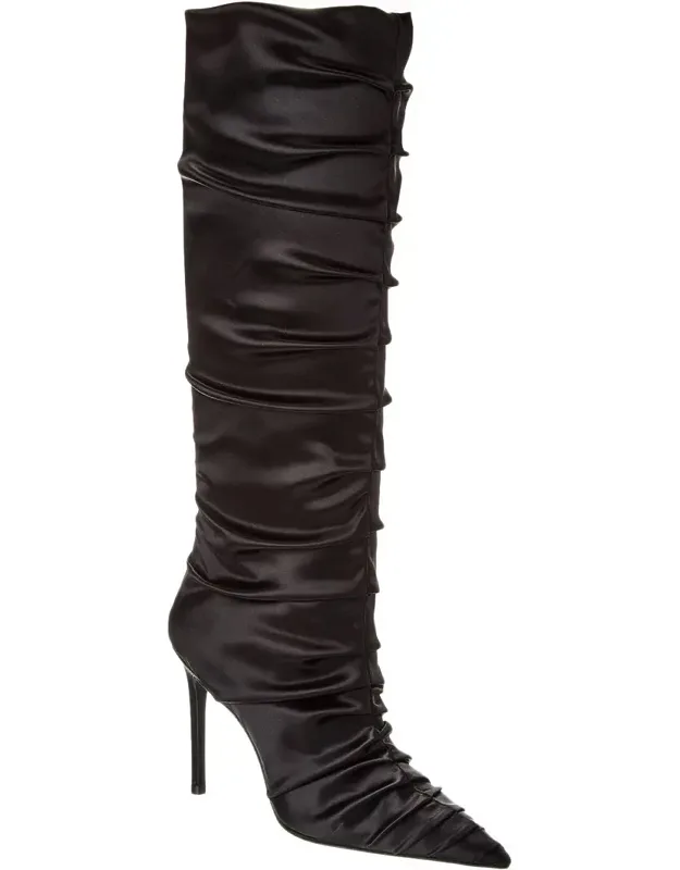 Ruched Satin Knee-high Boot