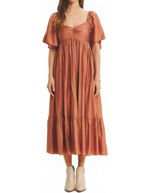 Sweetheart Smocked Flowy Midi Dress