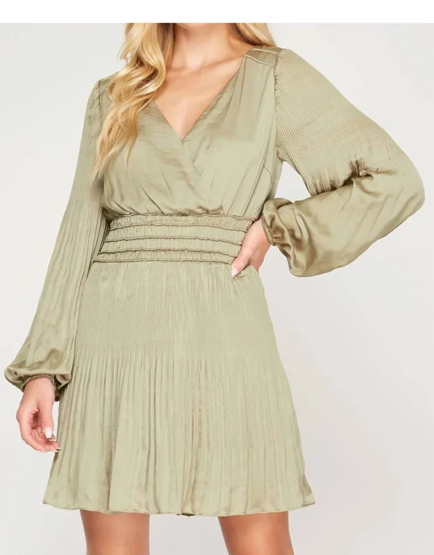Long Sleeve Satin Dress