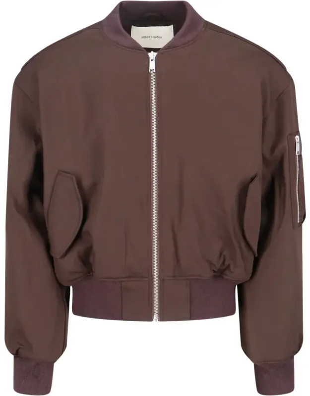 Wool Bomber Jacket With Ribbed Details