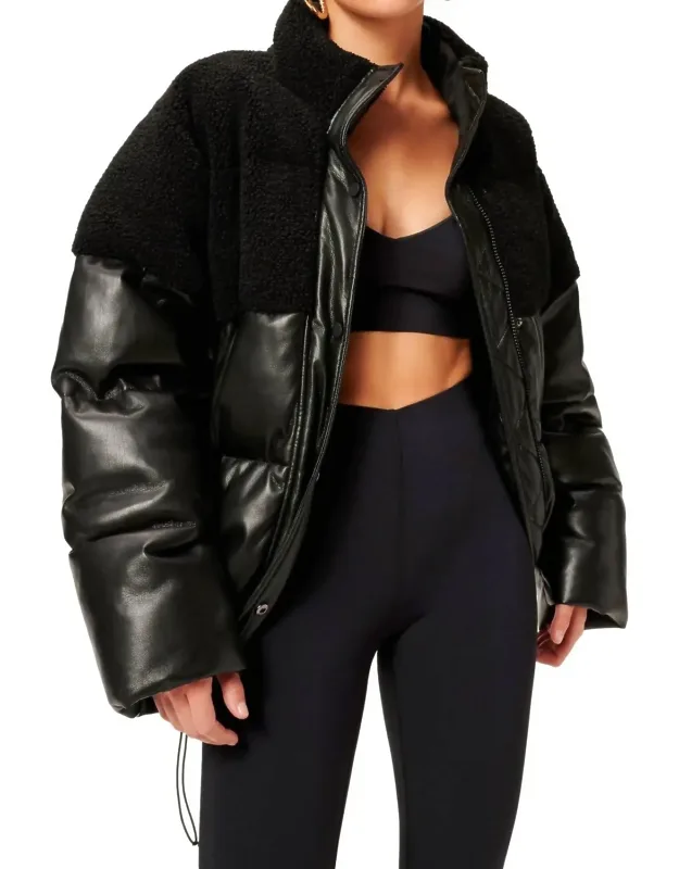 Sherpa Mix Cocoon Puffer Jacket