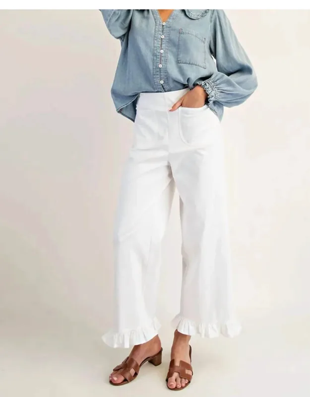 The Willow Straight Leg Ruffled Hem Pants
