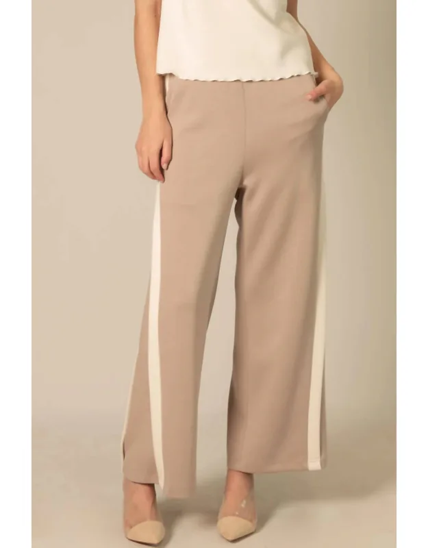 Side Contrast Double Stripe Wide Leg Pants