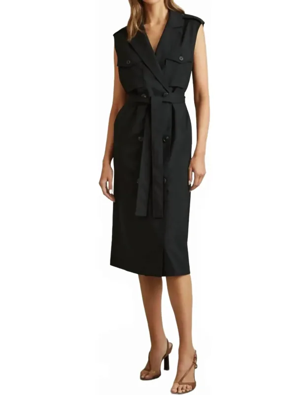 Wool Blend Double Breasted Midi Dress