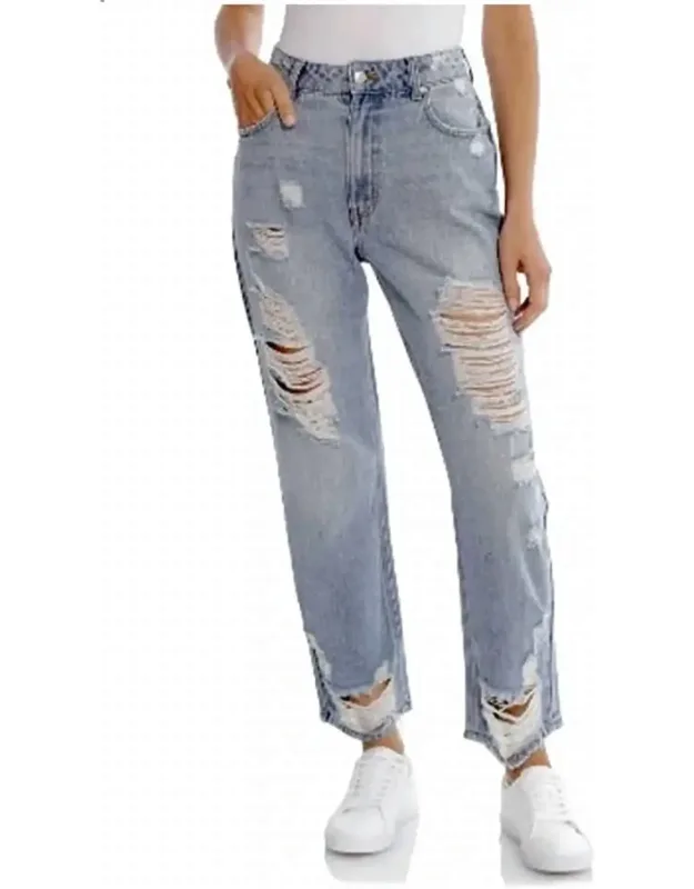 Distressed High Waisted Mom Jeans