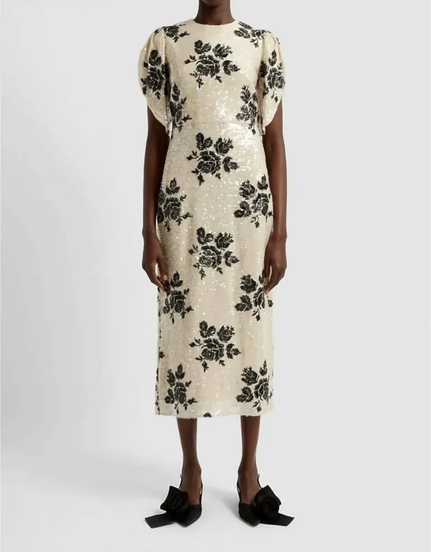 Floral Sequined Pencil Dress