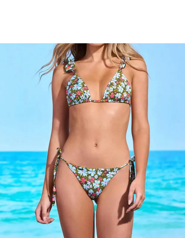 Ditsyduo Crush Ruffle Triangle Reversible Bikini Top