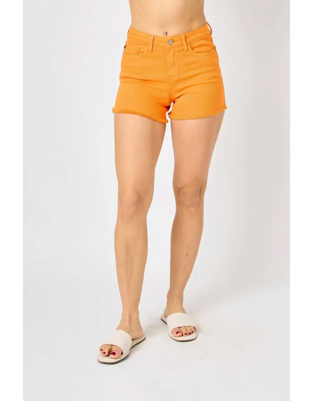Mid Rise Frayed Hem Denim Shorts