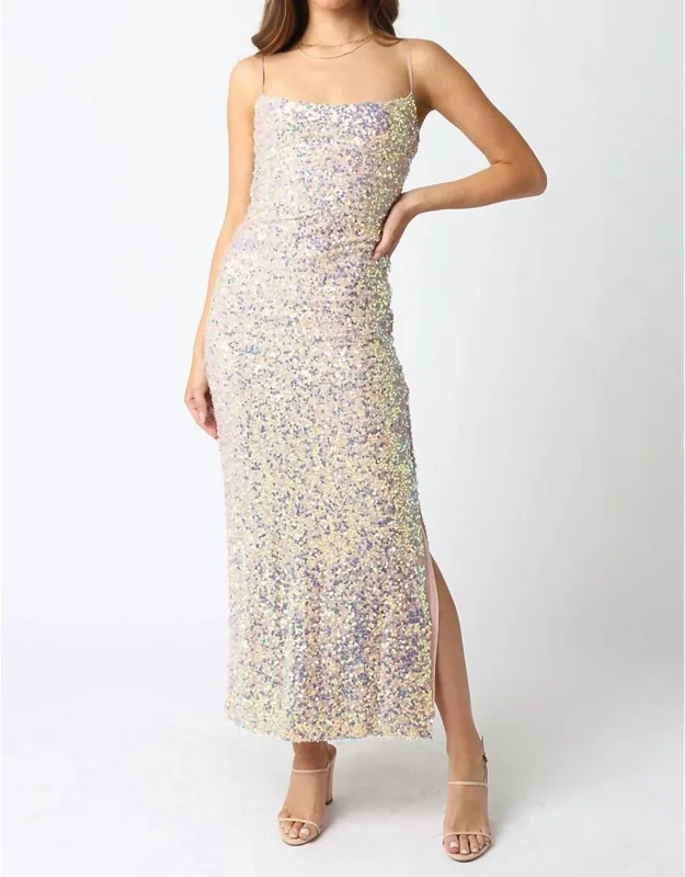 Ariel Mesh Sequin Maxi Formal Dress