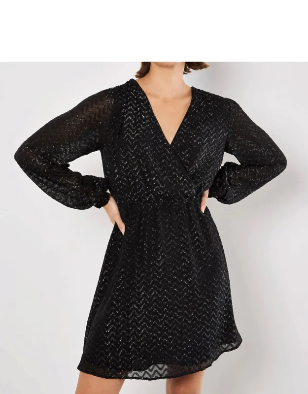 Chevron Jacquard Wrap Dress