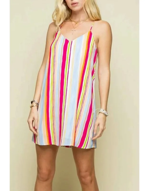 Multi Color Stripe Tank Dress
