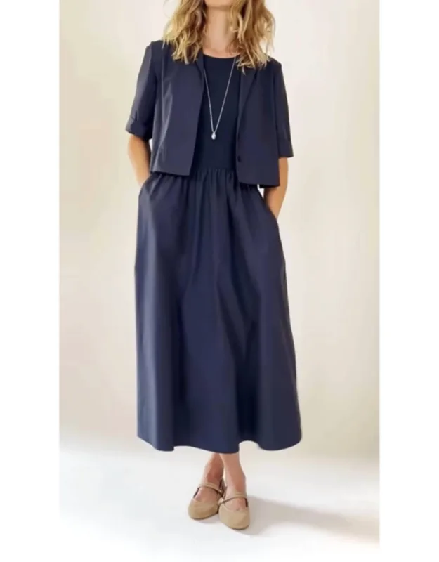 Rib Knit Woven Combo Dress