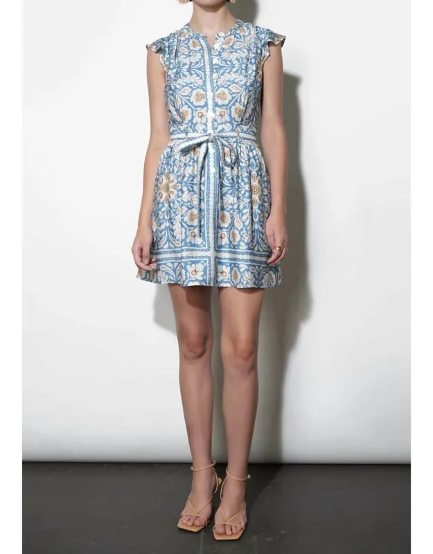 Flutter Sleeve Belted Mini Dress