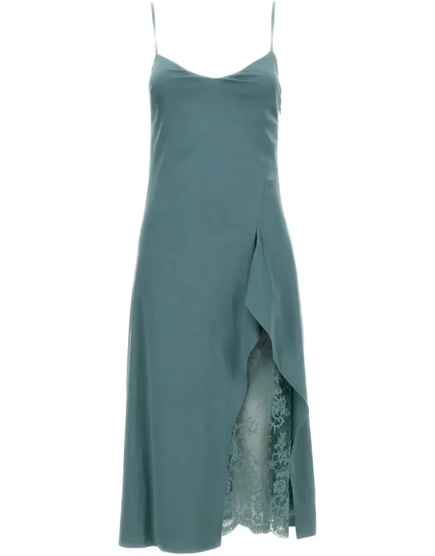 Midi Dress With Ruffled Overlay