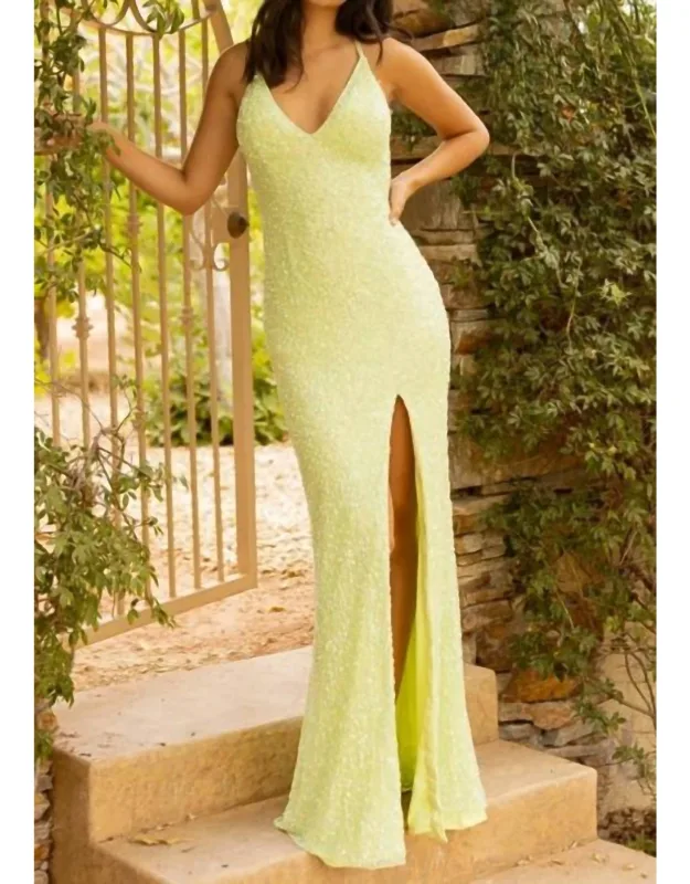 Deep V Neck Long Sequin Prom Dress