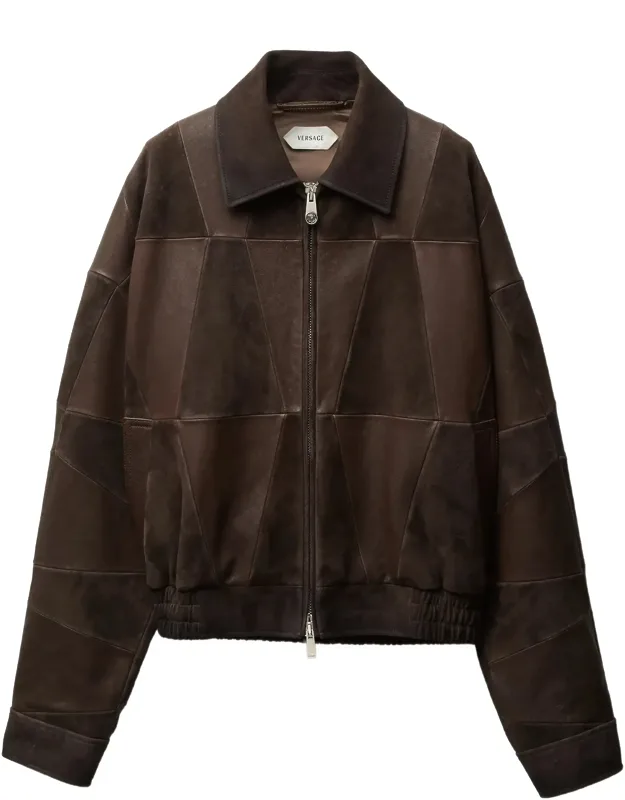Blouson Leather Patchwork Cropped Jacket