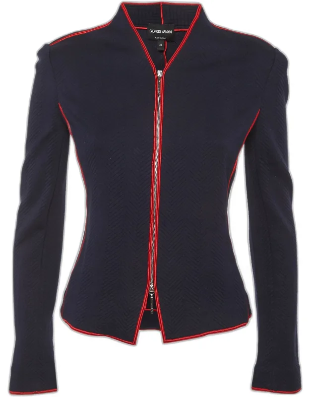 Jacquard Knit Zip Up Jacket