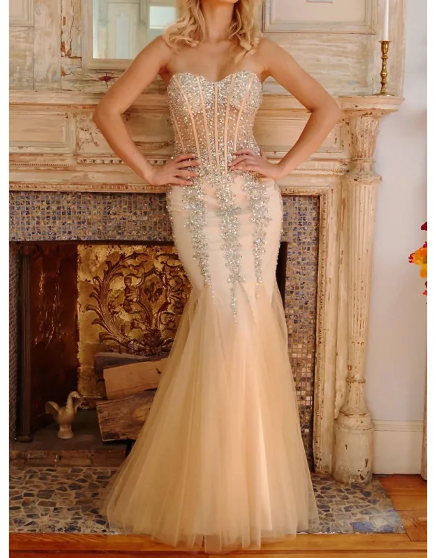Embellished Corset Bodice Prom Dress