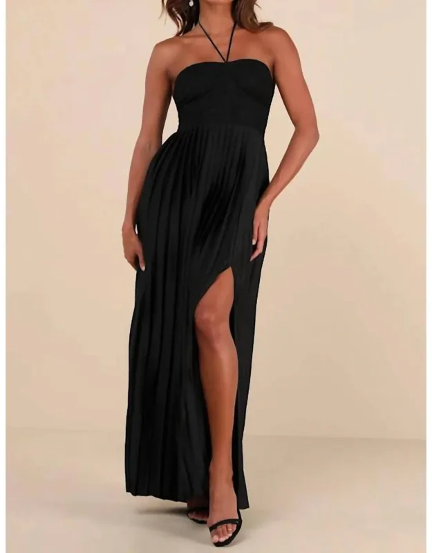 Lace Halter Bustier Maxi Dress