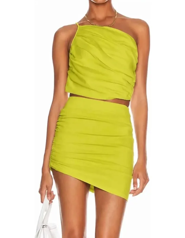 Gathered Asymmetric One Shoulder Top & Amino Skirt Set