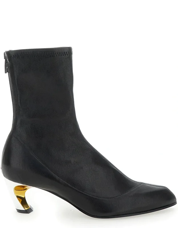 Armadillo Ankle Boots With Golden Heel In Smooth Leather