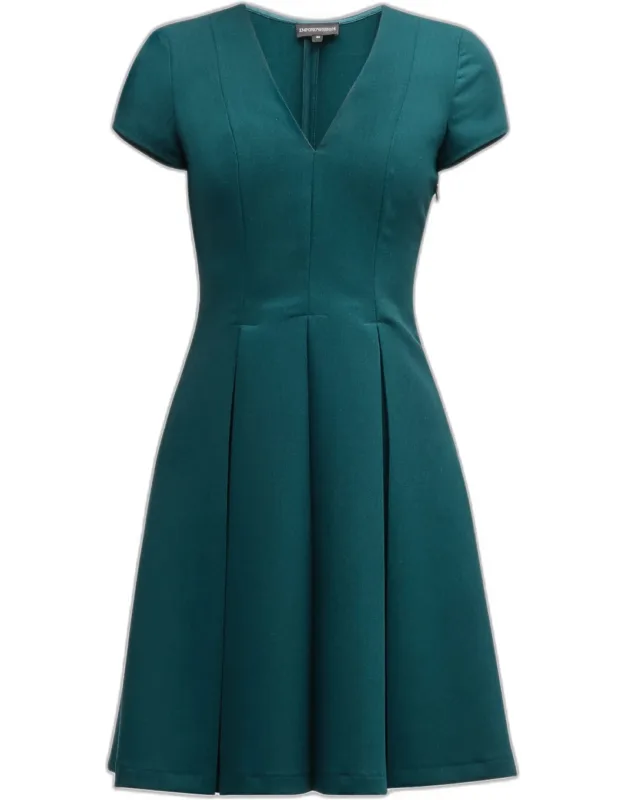 Pleated A-line Mini Dress