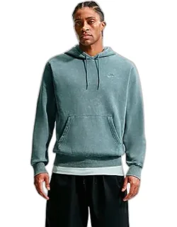 Sportswear Club Washed Fleece Hoodie With Adjustable Drawcord And Kangaroo Pocket