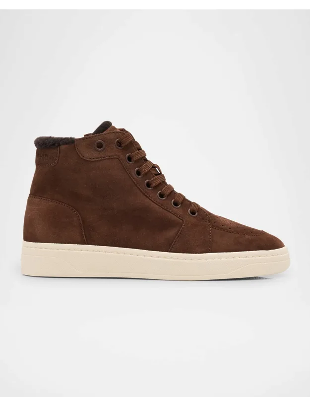 Suede Shearling-lined Zip-up Sneakers