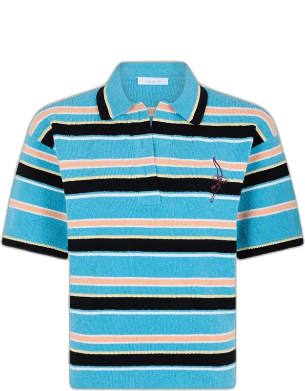 Stripe Towelling Polo Shirt