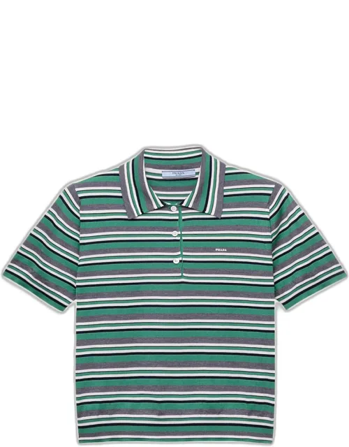 Striped Silk-cotton Polo Shirt