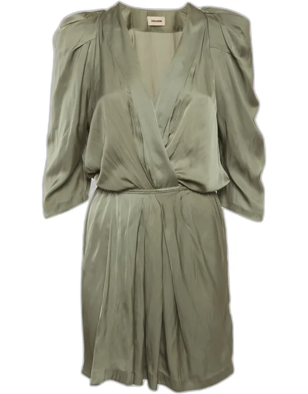 Riz Satin Plunge Neck Mini Dress